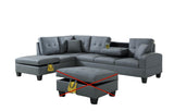 GTU Furniture L Shape Faux Leather Sectional Sofa Set, Living Room Sectional Sofa Set with Left Facing Irreversible Chaise — Grey / 2 PCS Without Ottoman