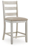 Set of 2 White / Light Brown Polyester Counter Height Bar Stools for Home Bar – alternate view 5