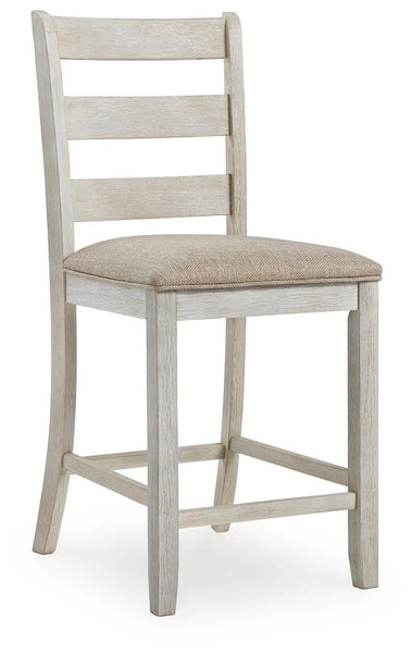 Set of 2 White / Light Brown Polyester Counter Height Bar Stools for Home Bar – alternate view 5