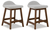 GTU Furniture Set of 2 Mid-Century Counter Height Bar Stools, Cushioned, Color Collection — Light Gray/Brown