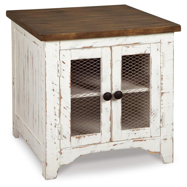 Casual Engineered Wood Rectangular End Table, with Open Shelf, White / Brown Finish, for Living Room – alternate view 2