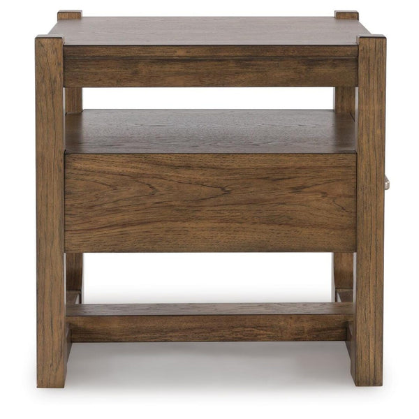 Relaxed Wood Square End Table, with Storage Drawer, Light Brown Finish, for Living Room – alternate view 7