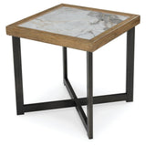Contemporary Stone Square End Table, with Open Shelf, Multi Finish, for Living Room – alternate view 2