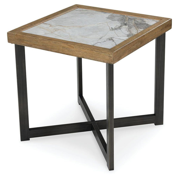 Contemporary Stone Square End Table, with Open Shelf, Multi Finish, for Living Room – alternate view 2