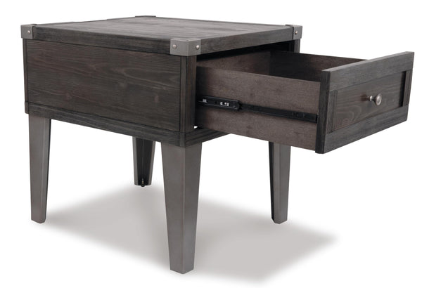 Contemporary Engineered Wood Rectangular End Table, with Storage Drawer, Built-in USB Charging, Dark Gray – alternate view 8
