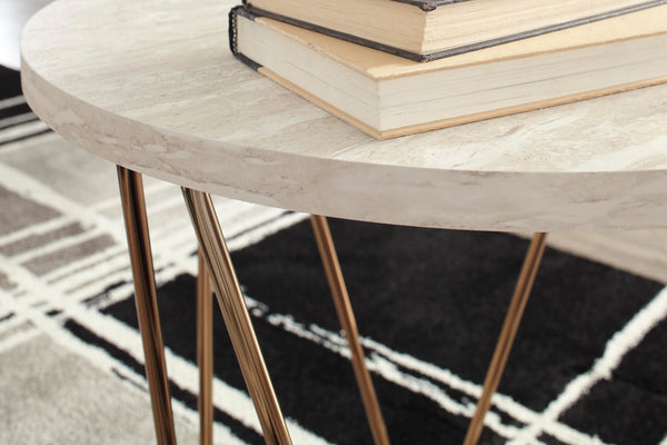 Contemporary Faux Marble Rectangular 3-Piece Coffee Table Set, Cocktail Table with 2 Matching End Tables – alternate view 4