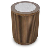 Casual Melamine Round End Table, Brown Finish, for Living Room – alternate view 3