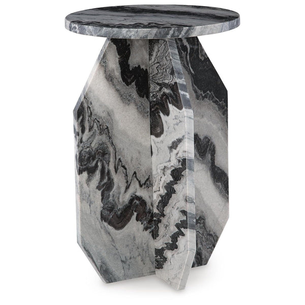 Modern Marble Square Accent Table, Black / White / Taupe Finish, for Living Room – alternate view 4