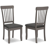 Set of 2 Gray Finish Solid Hardwood Side Dining Chairs with Padded Upholstered Seat for Kitchen & Dining Room