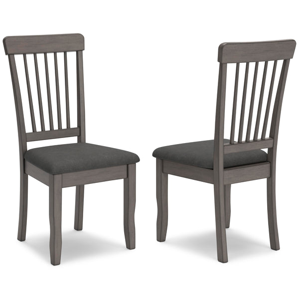 Set of 2 Gray Finish Solid Hardwood Side Dining Chairs with Padded Upholstered Seat for Kitchen & Dining Room
