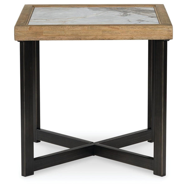Contemporary Stone Square End Table, with Open Shelf, Multi Finish, for Living Room – alternate view 5