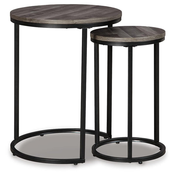 Set of 2 Casual Ash Wood Square Accent Table, Black / Gray Finish, for Living Room – alternate view 6