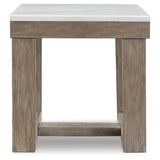 Casual Marble Square End Table, Brown / Ivory Finish, for Living Room – alternate view 3
