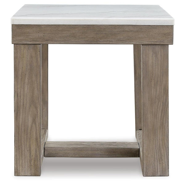 Casual Marble Square End Table, Brown / Ivory Finish, for Living Room – alternate view 3
