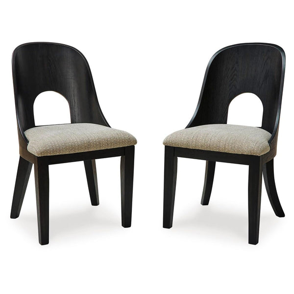 GTU Furniture Set of 2 Rowanbeck Art Deco Contemporary Dining Chair Kitchen Side Chair Solid Frame Black