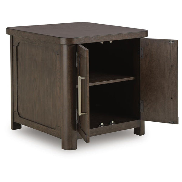 Relaxed Oak Rectangular End Table, with Open Shelf, Dark Brown Finish, for Living Room – alternate view 4