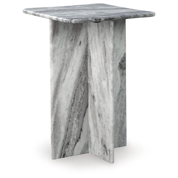 Contemporary Marble Square Accent Table, Gray Finish, for Living Room – alternate view 2