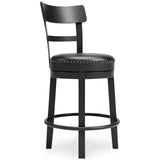 GTU Furniture Swivel Bar Stools, Color Collection, Counter Height, Kitchen Island Stool – Black product view