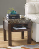 GTU Furniture Brown Faux Stone Pattern Top w/Drawer Table — End Table