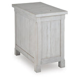 Casual Ash Wood Rectangular Chairside End Table, with Storage Drawer, Antique White Finish, for Living – alternate view 3