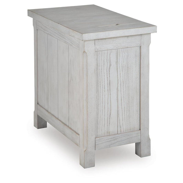 Casual Ash Wood Rectangular Chairside End Table, with Storage Drawer, Antique White Finish, for Living – alternate view 3