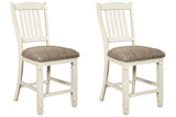 Set of 2 Two-Tone Wood Counter Height Bar Stools with Woven Fabric Seat – product view
