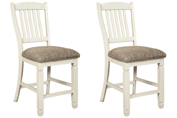 GTU Furniture Set of 2 Two-Tone Wood Counter Height Bar Stools with Woven Fabric Seat