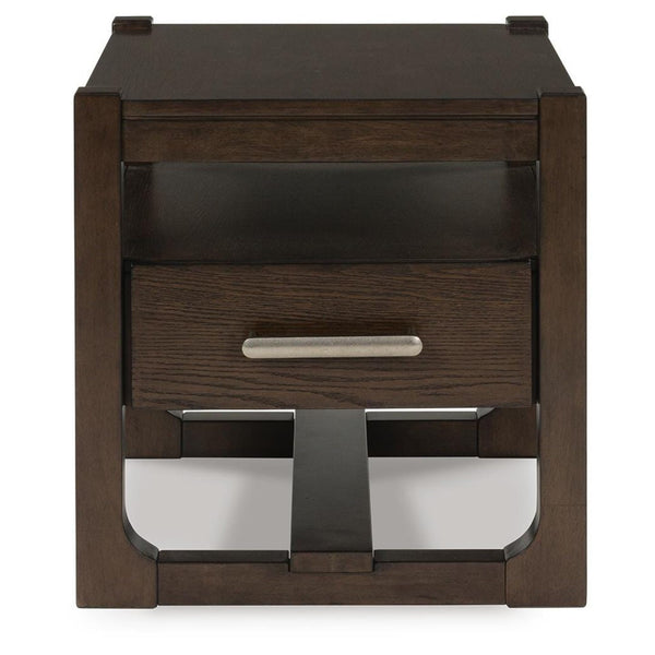 Sleek Wood Square End Table, with Storage Drawer, Dark Brown Finish, for Living Room – alternate view 6