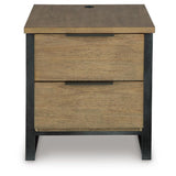 Contemporary Mango Wood Rectangular End Table, with Storage Drawer, Built-in USB Charging, Light Brown – alternate view 4
