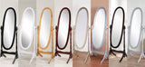 GTU Amazon B01E67EXDW PT01 • GTU-3488K — GTU Furniture Swivel Adjustable Full-Length Oval Wood Cheval Floor Mirror, in White/Black/Cherry/Oak/Silver/Gold/Espresso/Grey Finish — Black