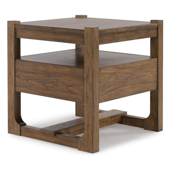 Relaxed Wood Square End Table, with Storage Drawer, Light Brown Finish, for Living Room – alternate view 4