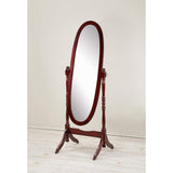 GTU Amazon B0979LZ4ZJ PT01 • GTU-3488C — GTU Furniture Swivel Adjustable Full-Length Oval Wood Cheval Floor Mirror, in White/Black/Cherry/Oak/Silver/Gold/Espresso/Grey Finish — Cherry