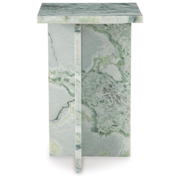 Modern Marble Square Accent Table, White / Green Finish, for Living Room – alternate view 6