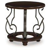 Timeless Faux Marble Round End Table, Dark Brown Finish, for Living Room – alternate view 3