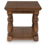 Classic Engineered Wood Rectangular End Table, with Open Shelf, Brown Finish, for Living Room – alternate view 4