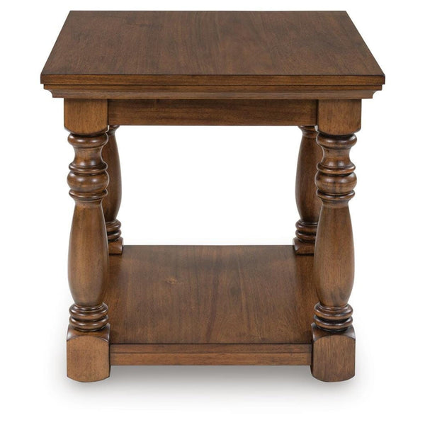 Classic Engineered Wood Rectangular End Table, with Open Shelf, Brown Finish, for Living Room – alternate view 4