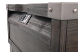 Contemporary Engineered Wood Rectangular End Table, with Storage Drawer, Built-in USB Charging, Dark Gray – alternate view 7