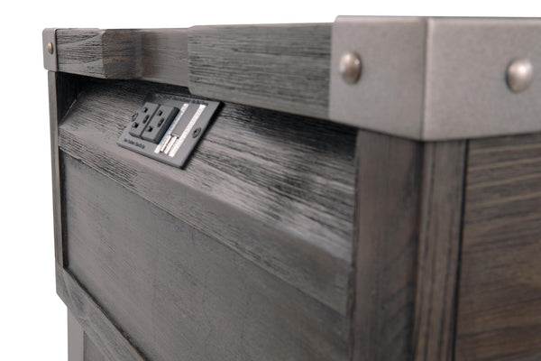 Contemporary Engineered Wood Rectangular End Table, with Storage Drawer, Built-in USB Charging, Dark Gray – alternate view 7