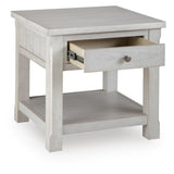 Casual Ash Wood Square End Table, with Storage Drawer, Antique White Finish, for Living Room – alternate view 3