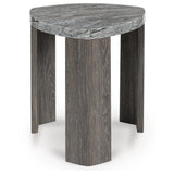 Contemporary Faux Marble Triangular End Table, Gray / Brown Finish, for Living Room – alternate view 2