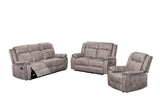 GTU Furniture 2PCS/3PCS Grey Living Room Reclining Sofa Set, Microfiber Recliner Sofa, Loveseat, Chair Set — 3-Piece Set