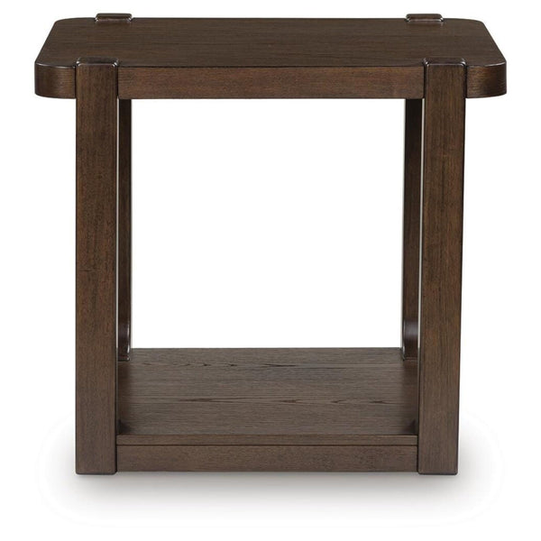 Modern Oak Rectangular End Table, with Open Shelf, Dark Brown Finish, for Living Room – alternate view 4