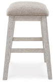Set of 2 White / Light Brown Polyester Counter Height Bar Stools, Backless – alternate view 5