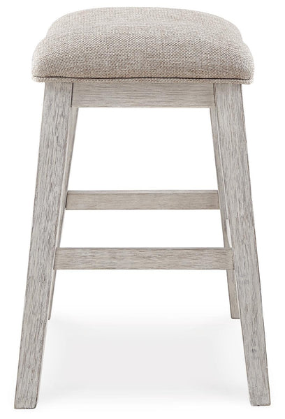 Set of 2 White / Light Brown Polyester Counter Height Bar Stools, Backless – alternate view 5