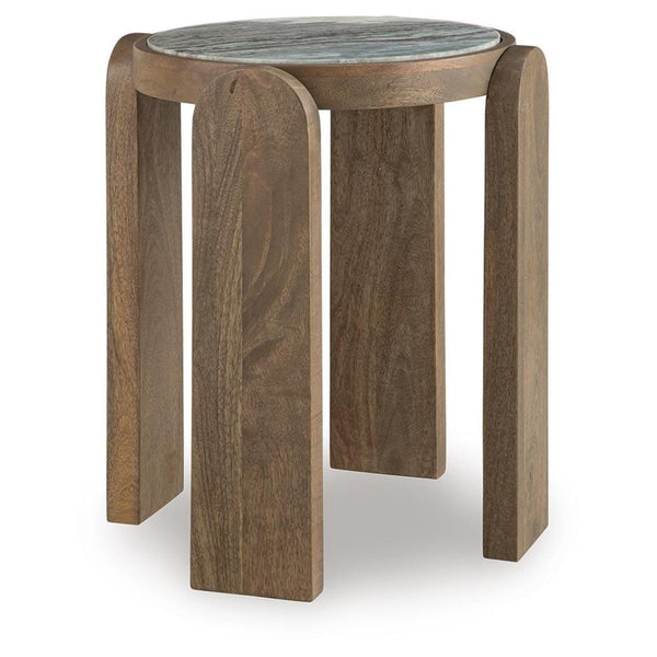 Modern Marble Square Accent Table, Gray / White / Brown Finish, for Living Room – alternate view 3
