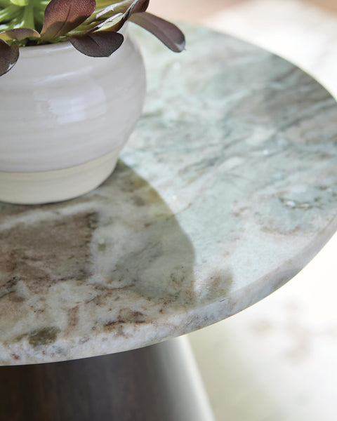 Casual Marble Square Accent Table, Gray / White / Brown Finish, for Living Room – alternate view 3