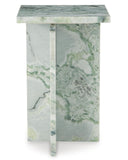 Modern Marble Square Accent Table, White / Green Finish, for Living Room – alternate view 4