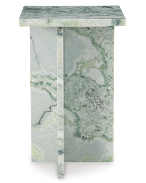Modern Marble Square Accent Table, White / Green Finish, for Living Room – alternate view 4