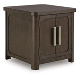 Relaxed Oak Rectangular End Table, with Open Shelf, Dark Brown Finish, for Living Room – alternate view 3