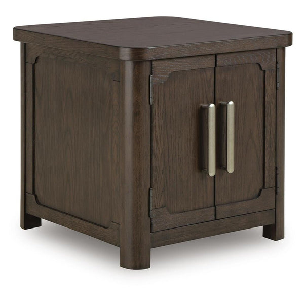 Relaxed Oak Rectangular End Table, with Open Shelf, Dark Brown Finish, for Living Room – alternate view 3
